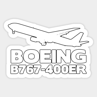 Boeing B767-400ER Silhouette Print (White) Sticker